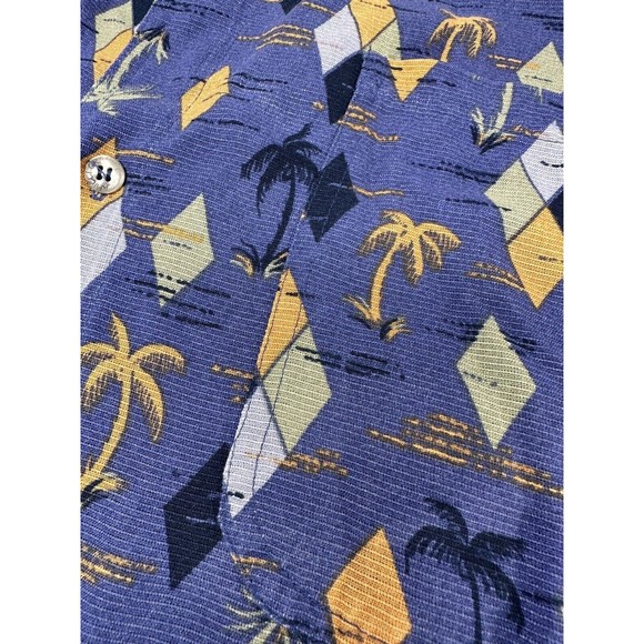 Vintage Men's Gramicci Purple Shirt Short Sleeve Palm Tree Print All Over Sz L - Picture 6 of 10